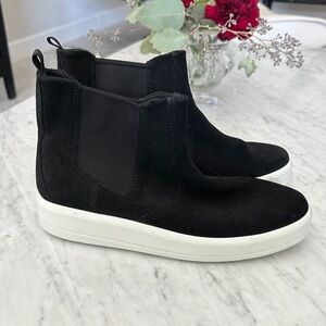 Ecco Black Suede Women's Slip-On Ankle Boots